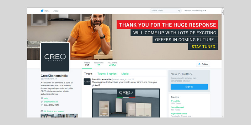 Creo Kitchens Twitter Heandal